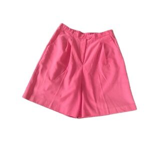 Vintage 80s Barbiecore Pink High Waisted Pleated Bermuda Shorts Womens 14 USA